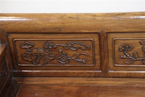 A Chinese hardwood bench, 19th century, W.6ft 2in. D.2ft H.2ft 8in.